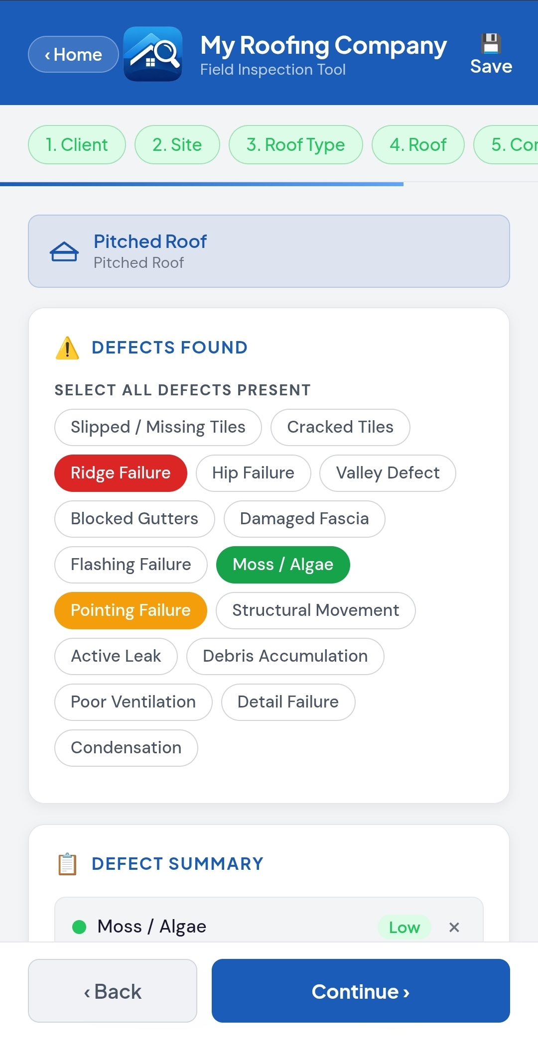Defects found